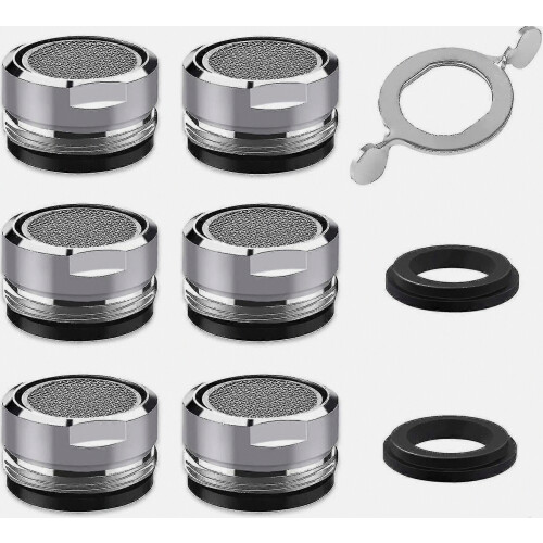 6pcs M24 Faucet Aerator Include 8 Gaskets 1 Chrome Wrench
