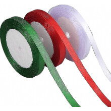 3 Rolls Christmas Satin Ribbon Red Green White Satin Fabric Ribbon Christmas