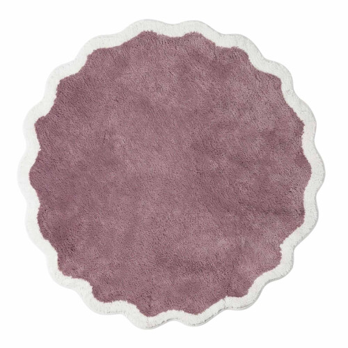 Homescapes Scalloped Bath Mat, 100% Cotton - 70 cm Round