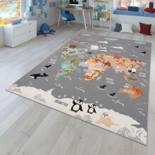TT Home tapete de quarto infantil de jogo de carros e animais, antiderrapante, cinzento azul castanho, 160x220 cm