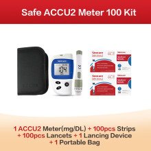 Sinocare Safe Accu2, glucómetro para diabetes, kit con 100 tiras reactivas y 100 lancetas, medidor de glucosa en sangre