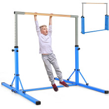 GOPLUS Barra de ginástica em aço, altura ajustável 91,5 a 150 cm, capacidade 100 kg, rosa/azul