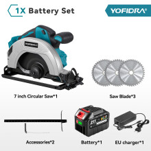 YOFIDRA Kreissäge, 180 mm Sägeblattdurchmesser, bürstenloser Motor, 10800 U/min, mit 1x4,5Ah Akku