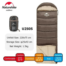 Naturehike saco de dormir ultraligero impermeable, Gris, modelo U250S-Left, para acampada