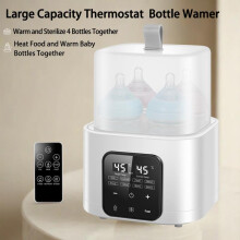 Large Capacity 2-in-1 Bottle Warmer & Sterilizer with Remote Control, Constant Temperature Breast Milk Heater, Baby Bottle Warmer for All Bottles
