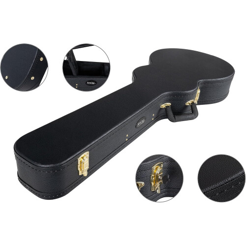 Rocktile estojo para guitarra elétrica, estilo Single Cut, preto, com compartimento e fecho com chave 1