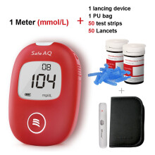 Sinocare Safe AQ, glucómetro inteligente, kit de medición mmol 50, con tiras reactivas y lancetas