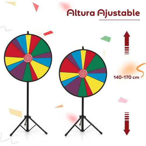 COSTWAY Ruleta da Sorte, 30 polegadas, ajustável, com suporte de metal e apagador de quadro, para festas e feiras comerciais 1