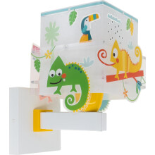 Dalber Aplique de Parede Infantil Happy Jungle Camaleão, 63319, E27, Brilha no Escuro