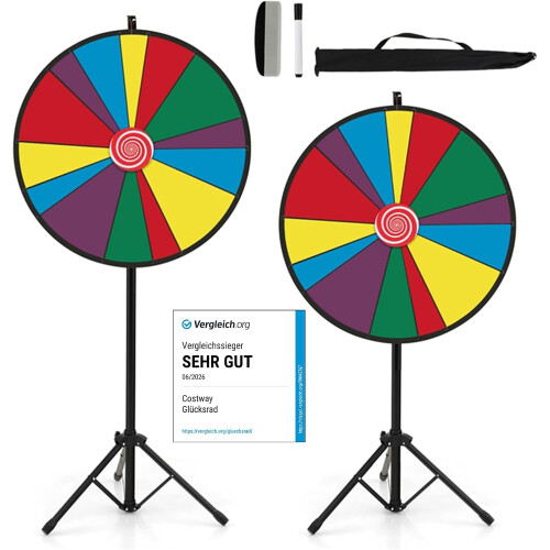 COSTWAY Ruleta da Sorte, 30 polegadas, ajustável, com suporte de metal e apagador de quadro, para festas e feiras comerciais