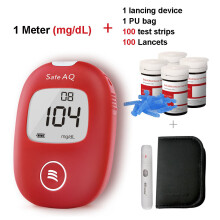 Sinocare Safe AQ, glucómetro inteligente para diabetes, kit de medición mg 100 con tiras reactivas y lancetas