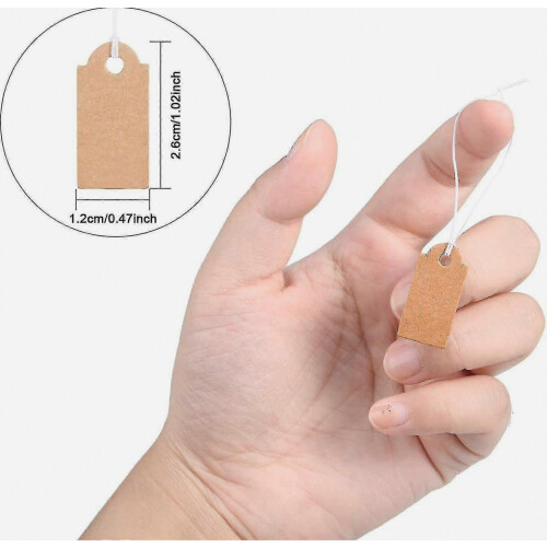 300 Sheets Label Tags Price Tags Blank Writable Price Tags Display Tags Th Elastic Hang Rope, Kraft 1