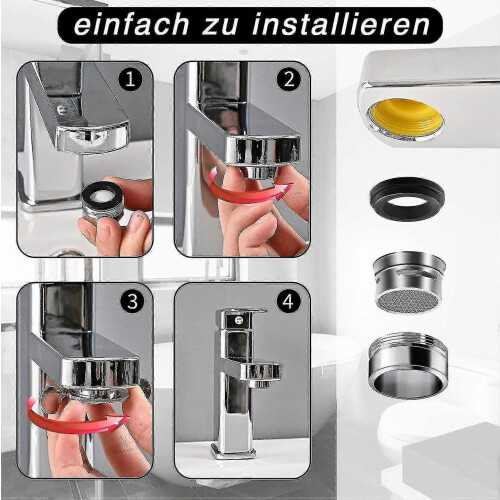 6pcs M24 Faucet Aerator Include 8 Gaskets 1 Chrome Wrench 2