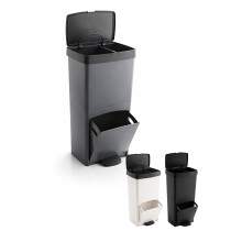 Jardin202, cubo de reciclagem de 3 compartimentos, 70L, com pedal e tampa hermética, cinzento