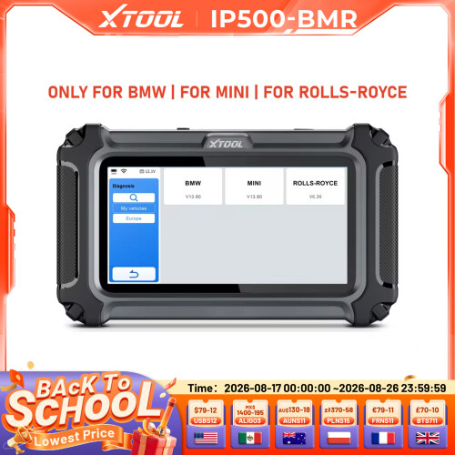 XTOOL IP500, OBD2 bidirectionele scantool, ECU-codering en 23+ resets voor BMW, MINI en Rolls-Royce