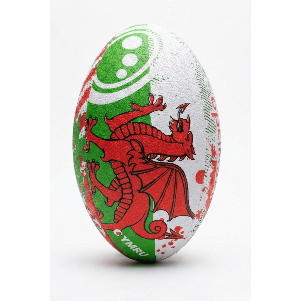 Optimum (5, With Pump) Wales Rugby Ball - Heavyweight All-Weather Grip | Sport