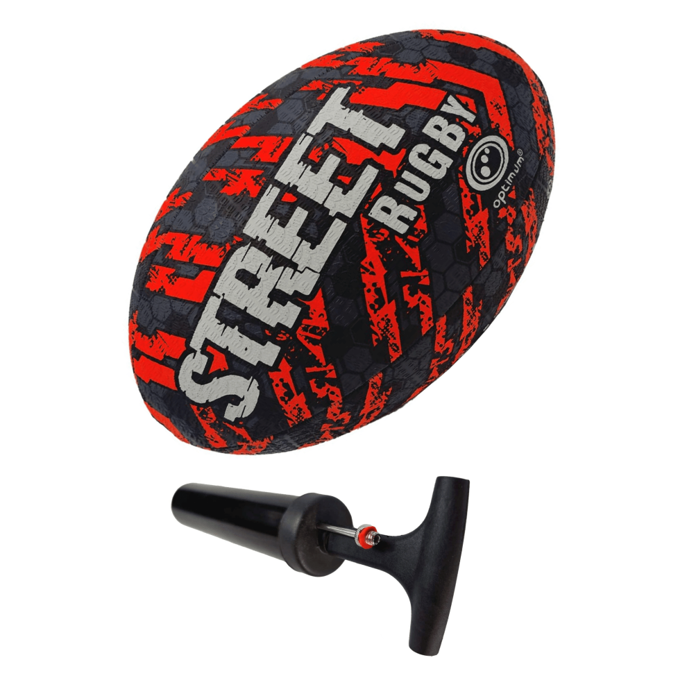 Optimum (With Pump) Street Rugby Ball Size 3 - Black/Orange | Sport