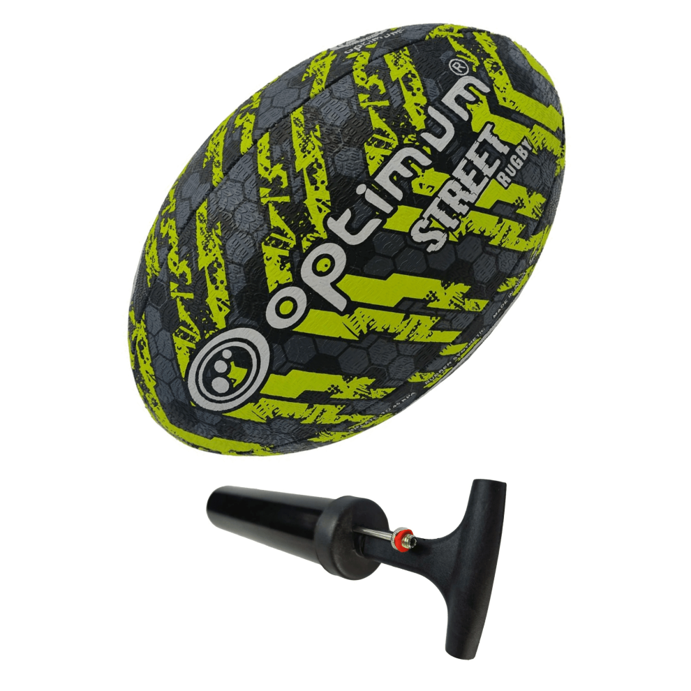 Optimum (With Pump) Street Rugby Ball Size 3 - Black/Yellow | Sport