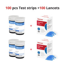 Sinocare tiras de prueba de glucosa en sangre, lote de 100 unidades, para glucómetro Safe-Accu