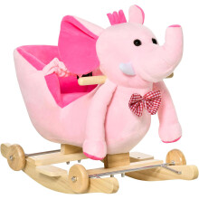 HOMCOM Balancim em forma de elefante com rodas, 60x35x45 cm, Rosa