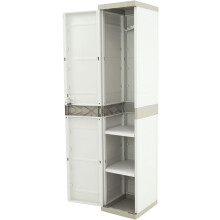 Jardin202, armário de resina, 35x44x176 cm, Titanium Beige, modular, para garagem e exterior