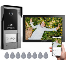 TMEZON WiFi video-intercomsysteem, 7 inch 1080P touchscreen, 2-draads bedrade videodeurtelefoon met Tuya app en RFID