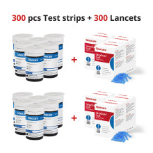Sinocare, lote de 300 tiras reactivas y lancetas para glucosa en sangre, compatibles con Safe AQ Smart y Safe AQ Voice