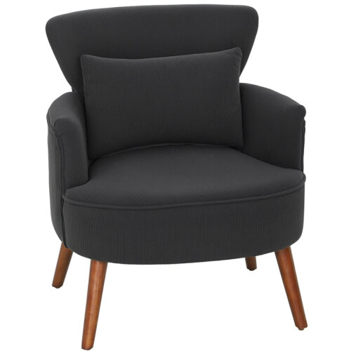 Corduroy Retro Accent Chair - Black