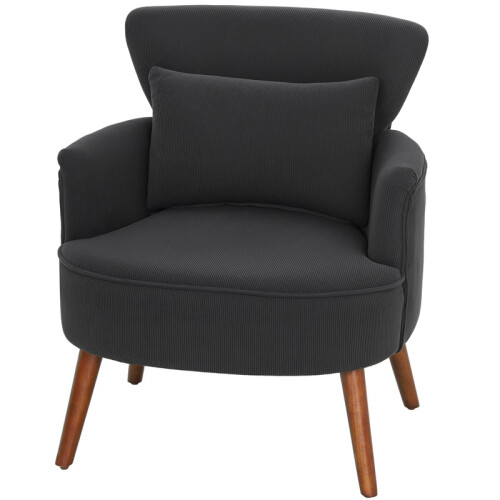 Corduroy Retro Accent Chair - Black 1