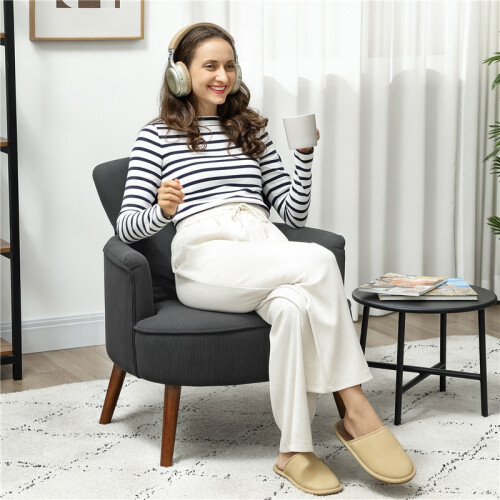 Corduroy Retro Accent Chair - Black 2