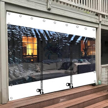 Cortinas de lona para exterior, PVC transparente impermeável com porta de fecho, 2.8x2.2m