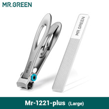 MR.GREEN cortauñas de acero inoxidable, azul, grande, para uñas gruesas y duras