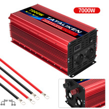 Convertisseur de tension portable, 7000W, 12V, 220V, Europe, avec écran numérique et ventilateur de contrôle thermique