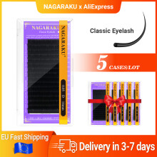 NAGARAKU Extensions de cils individuels classiques, 0,07 mm, 9 10 11 12 13 mm, Lot de 5 boîtes