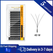 NAGARAKU Extensions de Cils Pré-faites en Éventail, Forme W, 5 Boîtes, 4D, 0,07 mm, Mix 8-15