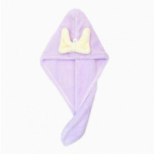 Small Hair Drying Cap Super Absorbent Quick Dry Hair Bow Anti-Frizz Turban for Girls Long Hair-Purple