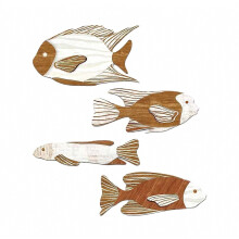 4 Pcs Wooden Fish Wall Decor Nautical Coastal Theme Fish Wall Sculpture