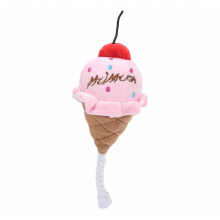 Jouet d'intérieur pour chien en forme de glace rose et bleue, jouet à mâcher souple bicolore à l'aspect réaliste pour chat - Rose