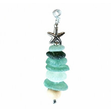 Handgefertigter Seestern-Baumschmuck aus Treibglas für den Weihnachtsbaum, Taschenanhänger-D