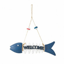 Welkomstbord in de vorm van een 7 inch visskelet, thema Mediterraans strand, houten visgraat wanddecoratie, vintage hangend visornament