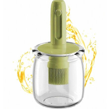 Ölspenderflasche mit Silikonpinsel-Set, BPA-frei, hitzebeständig, ideal zum Kochen, Backen, Grillen, für Küche und Picknick – Grün