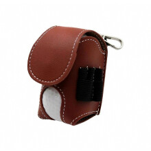 Pochette de golf portable à porter à la taille, en cuir PU, étanche, avec boucle métallique, marron
