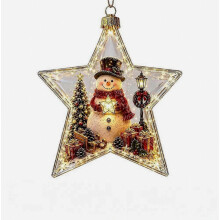 Leuchtender Weihnachtsschmuck aus transparentem Acryl, fünfzackiger Stern, Engel, Mini-Weihnachtsszene, Weihnachtsbaumdekoration