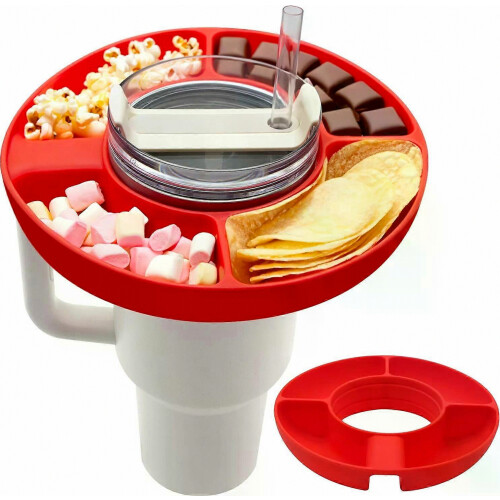 Vassoio in silicone per snack, bicchiere da 1,2 litri con manico (bordeaux)