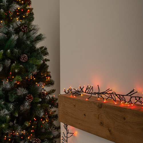 15m 1500 LED Cluster Christmas String Lights in Antique White & Red 2