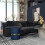 Velvet-Feel Storage Ottoman - Blue 3