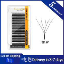 NAGARAKU Extensions de Cils Pré-faites en Éventail, Lot de 5 Boîtes, Forme W, 5D, 0,07 mm, MIX 8-15