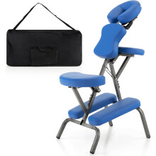 COSTWAY cadeirão de massagem dobrável, altura ajustável, estrutura de metal, azul