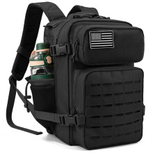 Tactische rugzak, 25 liter, zwart, voor wandelen en kamperen