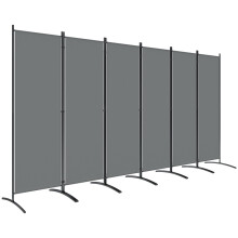6 Panel Folding Room Divider Foldable Freestanding Garden Privacy Screen, 332 x 172 cm, Dark Grey